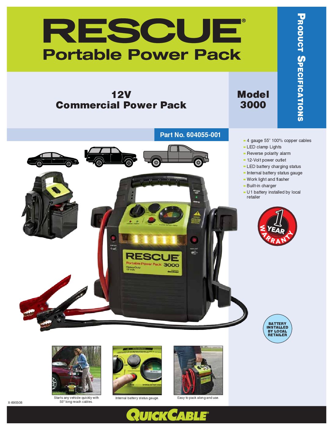 The RESCUE® 3000 is used by Roadside Service Vehicles, using 360CCA to jump start cars, trucks, boats, RV's, and commercial vehicles. - Image 2